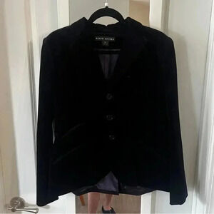 Ralph Lauren Purple Label Dark Purple Velvet 3 Button Jacket Size 12